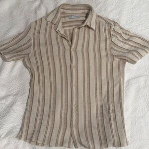 Zara cream/light brown stripped button down.